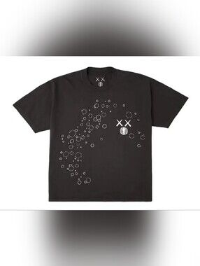 Small Glow in the Dark KAWS Kid Cudi Moon Man GID Tee Vintage Black